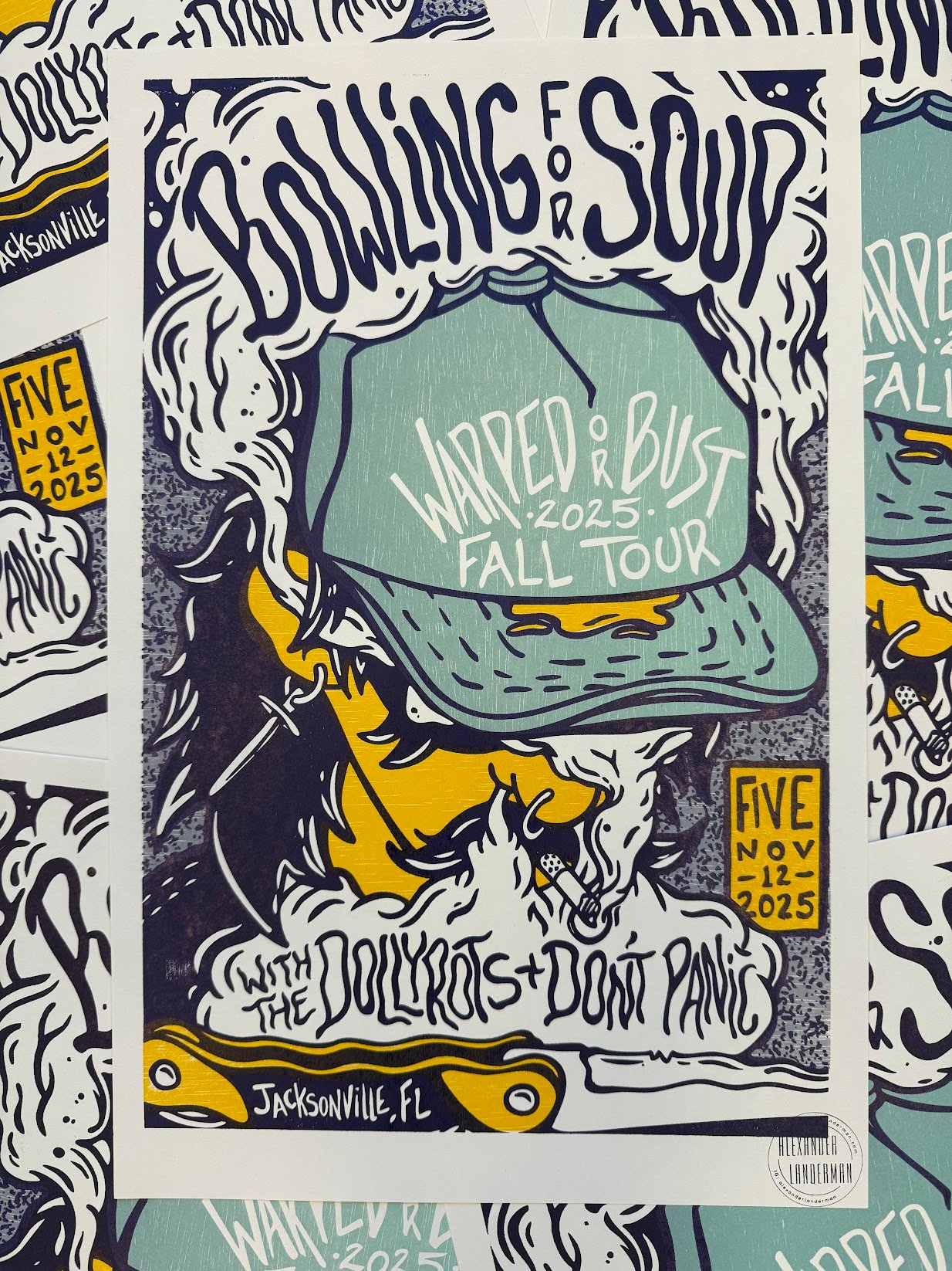 Bowling for Soup – FIVE – Jacksonville, Florida – 2025 | Hand-Printed Concert Poster