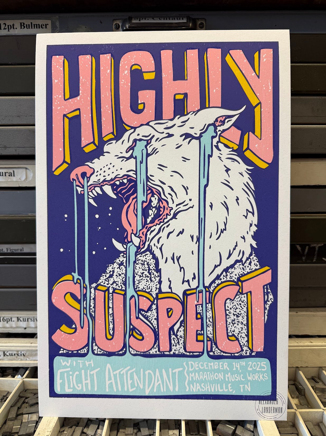 Highly Suspect – Marathon Music Works – Nashville, Tennessee – 2025 | Hand-Printed Concert Poster