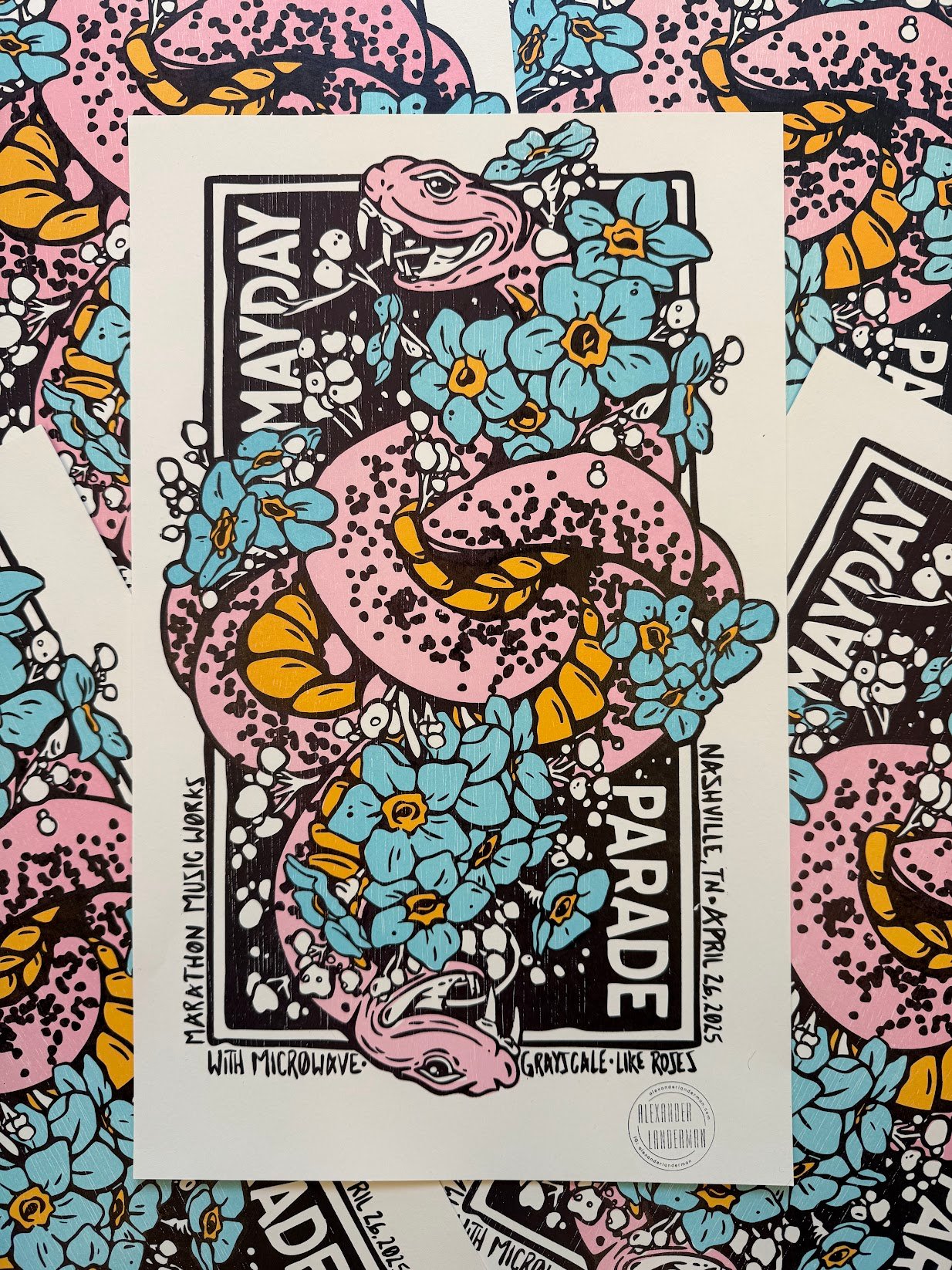 Mayday Parade – Marathon Music Works – Nashville, Tennessee – 2025 | Hand-Printed Concert Poster