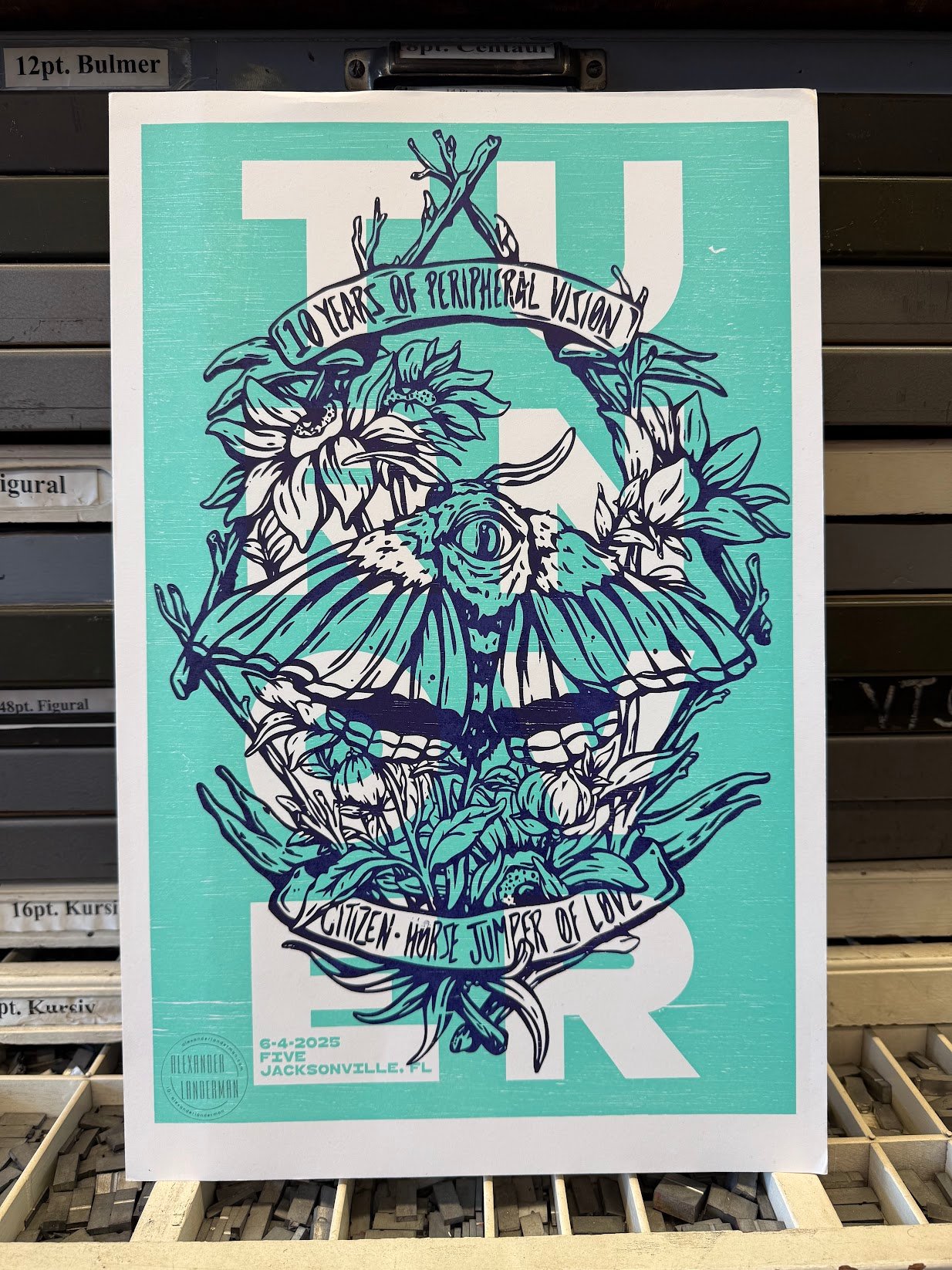 Turnover – FIVE – Jacksonville, Florida – 2025 | Hand-Printed Concert Poster